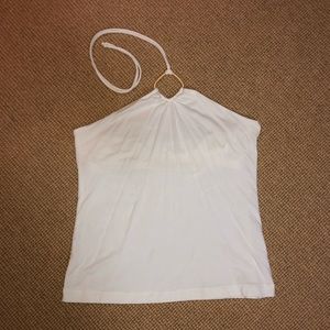 Stylish White Top with Gold Accent